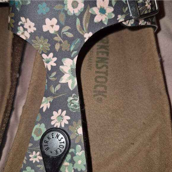 Birkenstock Gizeh Magical Flower Dark Teal Size 7 38 Ladies Sandals Birko Flor - Picture 10 of 10